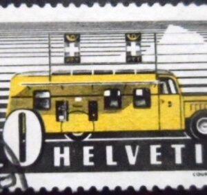 Selo postal da Suiça de 1946 Mobile Post Office U