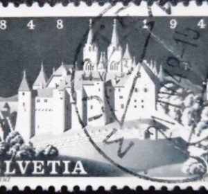 Selo postal da Suiça de 1948 Neuenburg Castle Neuchatel U
