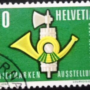 Selo postal da Suiça de 1959 Post Horn with Fasces U