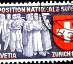 Selo postal da Suiça de 1939 Swiss bring their handicrafts to the exhibition U FR