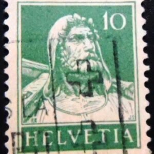 Selo postal da Suiça de 1921 William Tell U sev green