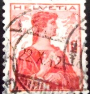 Selo postal da Suiça de 1909 Helvetia statue U