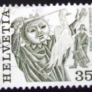 Selo postal da Suiça de 1977 Cutting of the Goose Sursee U