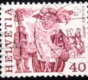 Selo postal da Suiça de 1977 Escalade Geneva U sev