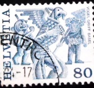 Selo postal da Suiça de 1977 Vogel Gryff Basel U