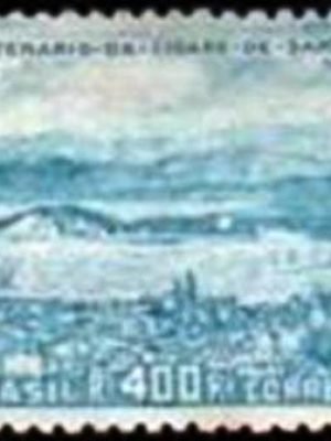 Selo postal do Brasil de 1939 Centenário de Santos