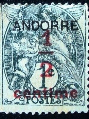 Selo postal de Andorra Francesa de 1931 Overprint ½ N