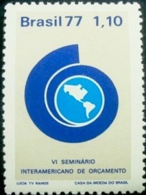 Selo postal do Brasil de 1977 Seminário de Orçamento M