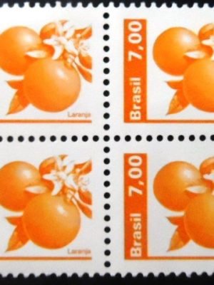 Quadra de selos postais do Brasil de 1981 Laranja M QD