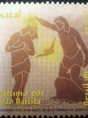 Selo postal do Brasil de 1999 Batismo por João Batista M