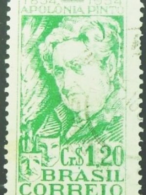 Selo postal do Brasil de 1954 Apolônia Pinto U
