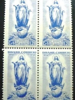 Quadra de selos postais do Brasil de 1954 Imaculada Conceição