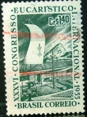 Selo postal comemorativo do Brasil de 1955 - C 365 U