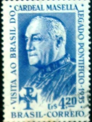 Selo postal do Brasil de 1955 Cardeal Masella U