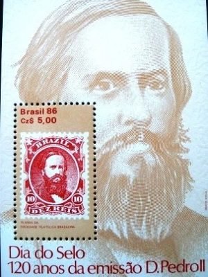 Bloco postal do Brasil de 1986 Dom Pedro II