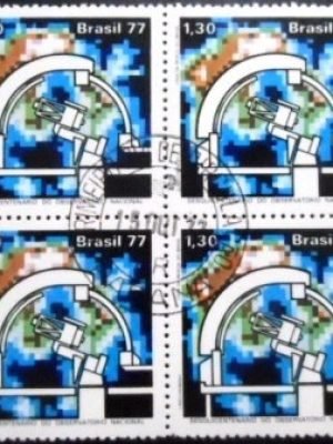 Quadra de selos postais do Brasil de 1977 Observatório Naciona MCC QD