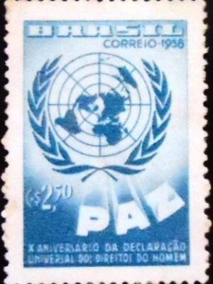 Selo postal do Brasil de 1958 Direitos do Homem N