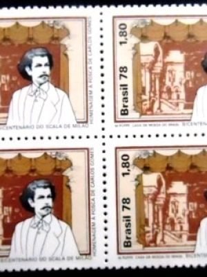Quadra de selos postais do Brasil de 1978 Carlos Gomes M QD