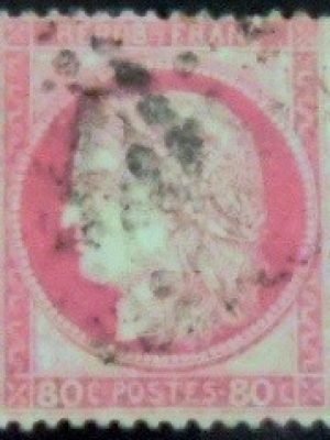 Selo postal da França de 1872 Ceres 80 U