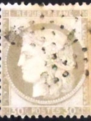 Selo postal da França de 1872 Ceres 30 U