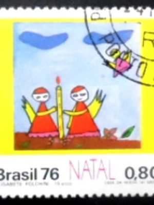 Selo postal do Brasil de 1976 Anjos MCC