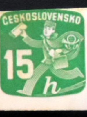 Selo postal da Checoslováquia de 1945 Postman 15 N