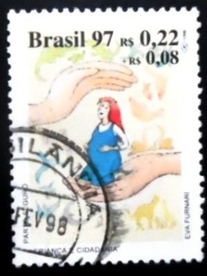Imagem similar à do selo postal do Brasil de 1997 Parto Seguro U Imagem similar à do selo postal do Brasil de 1997 Parto Seguro U