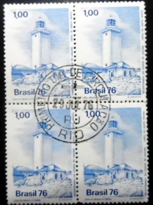 Quadra de selos postais do Brasil de 1976 Farol de Santa Marta MCC RJ