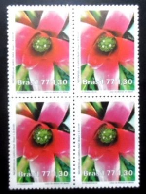 Quadra de selos postais do Brasil de 1977 Neoregelia Carolinae M QD