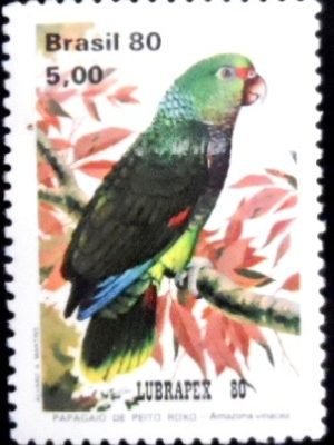 Selo postal do Brasil de 1980 Peito Roxo M