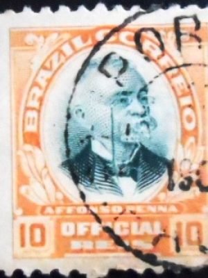 Selo postal anunciado 1906 Afonso Penna 10 U