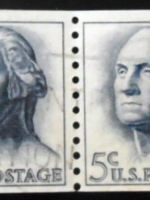 Par de selos postais dos Estados Unidos de 1962 George Washington 5 U xC PR