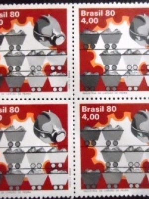 Quadra de selos postais do Brasil de 1980 Carvão de Pedra M QD