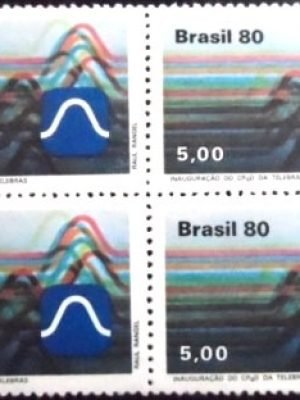 Quadra de selos postais do Brasil de 1980 TELEBRÁS M QD