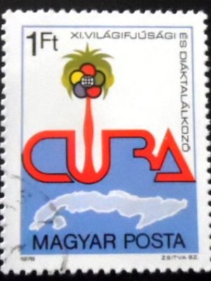 Selo postal da Hungria de 1978 Congress Emblem CUBA MCC