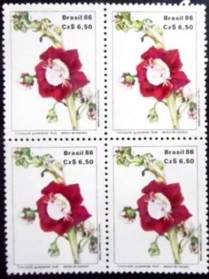 Quadra de selos postais do Brasil de 1986 Abricó M QD