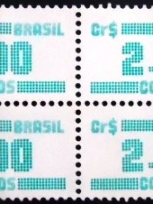 Quadra de selos postais do Brasil de 1986 Tipo Cifra Cr$ 2000 M QD