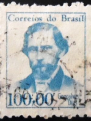 Selo postal do Brasil de 1965 Gonçalves Dias U