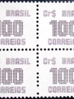 Quadra de selos postais do Brasil de 1985 Tipo Cifra Cr$ 100 M QD