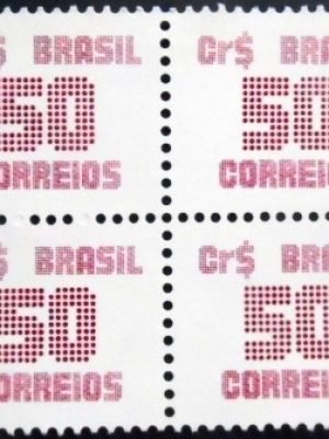 Quadra de selos postais do Brasil de 1985 Tipo Cifra Cr$ 50 M QD