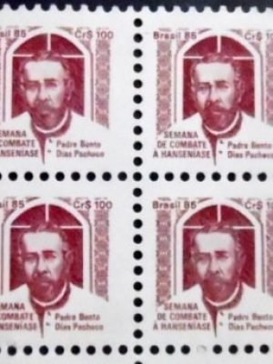 Quadra de selos postais do Brasil de 1985 Padre Bento M H 22 QD