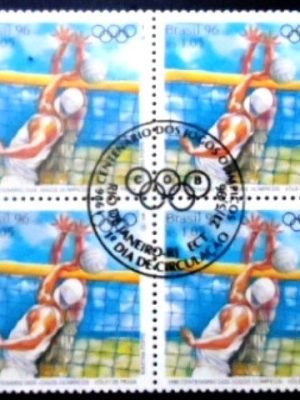 Quadra de selos postais do Brasil de 1996 Vôlei de Praia M1C QD