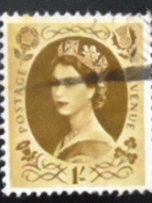 Selo postal do Reino Unido de 1953 Queen Elizabeth II 1/- Predecimal Wilding U