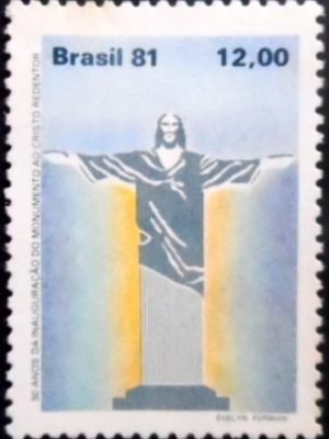 Selo postal do Brasil de 1981 Cristo Redentor N