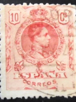 Selo postal da Espanha de 1909 King Alfonso XIII 10 U sev