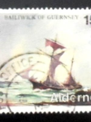 Selo postal de Alderney de 1987 - Petit Raymond (schooner) 1906 U