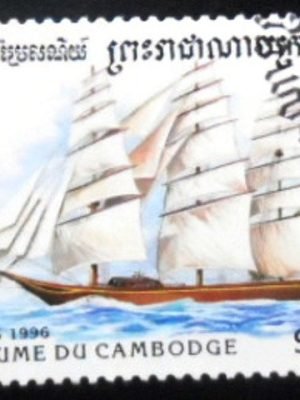 Selo postal do Camboja de 1996 Clipper ship MCC