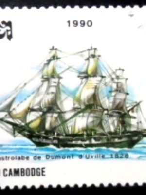 Selo postal do Camboja de 1990 L'Astrolabe