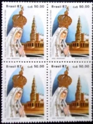 Quadra de selos postais do Brasil de 1987 N. S. Fátima M QD