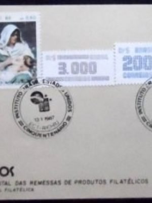 Cartão Franquia Postal de 1987 Instituo Brasil - Estados Unidos FP